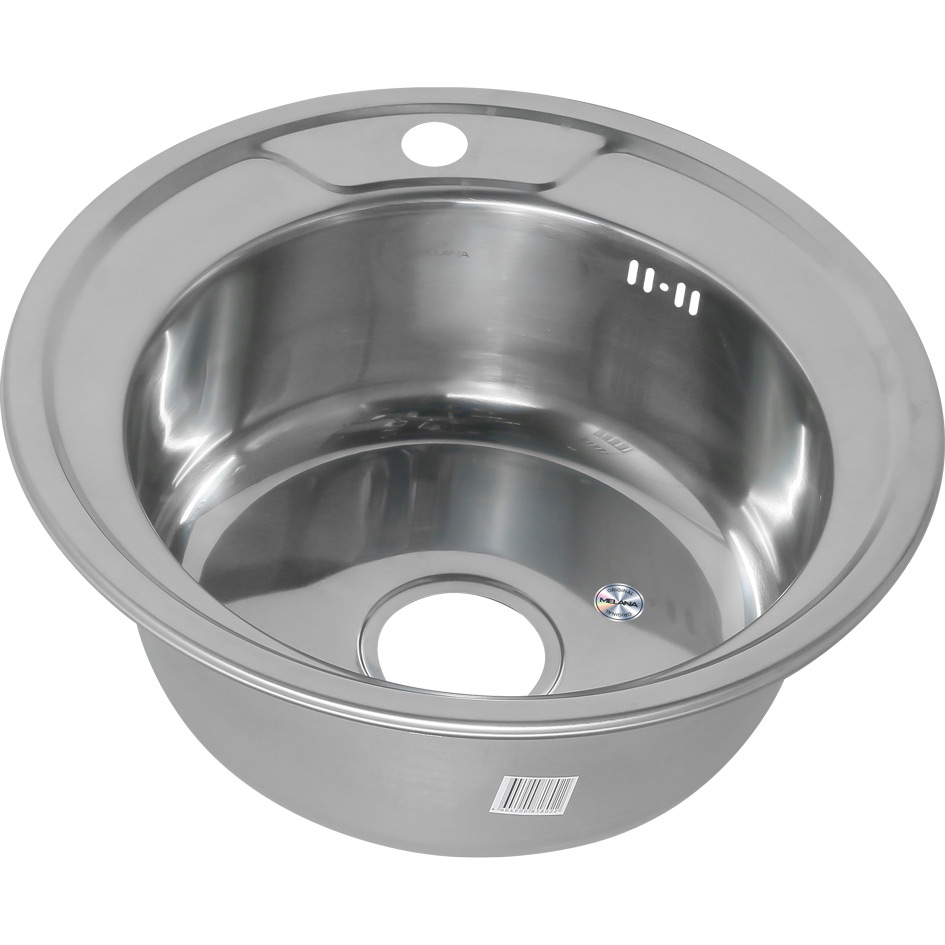 Мойка 490P MELANA 0,6/160 полированная врезная круглая с сифоном (248*20) 248(*20)