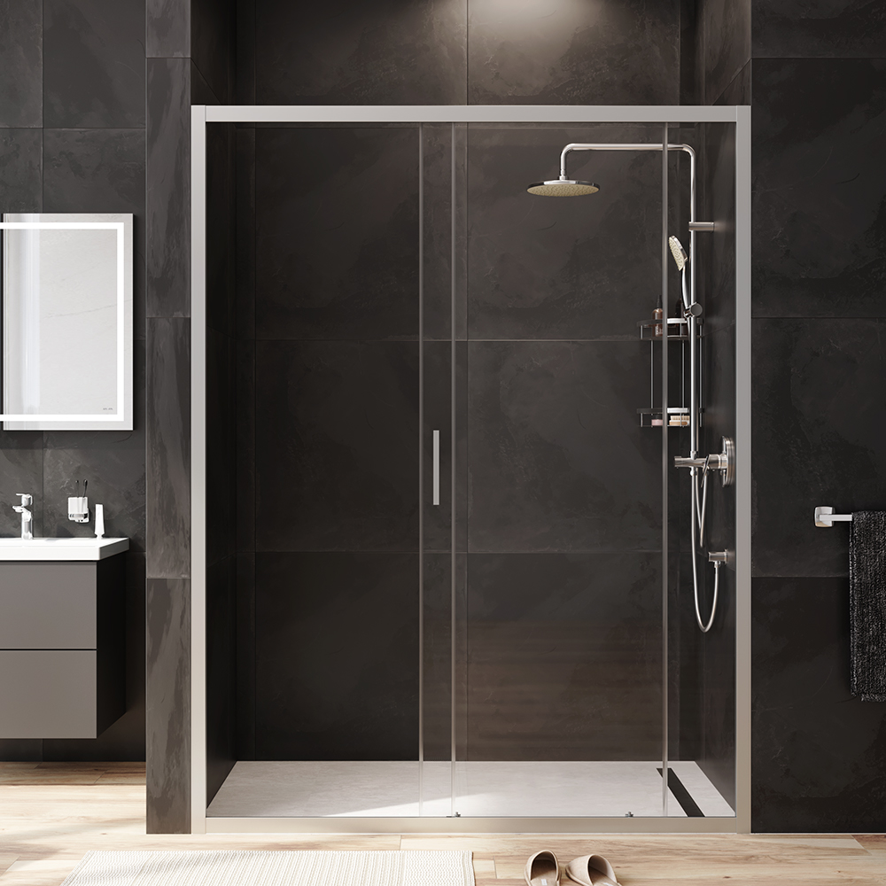 W90G-150-1-195MT Solo Дверь душевая 150х195 стекло прозрачное профиль матовый хром AM.PM Gem - Вид №2