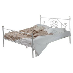 Кованая двуспальная кровать 180х200 с двумя спинками белая "Камелия" FRANCESCO ROSSI КАМЕЛИЯ 134638 Белый