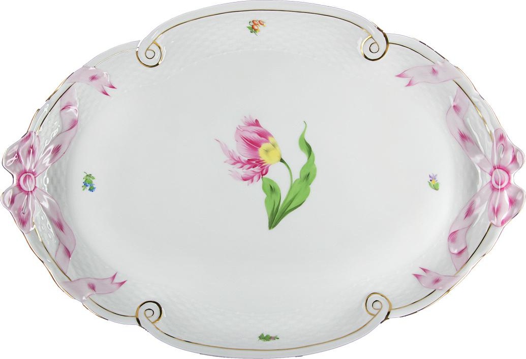70001 Herend Блюдо овальное с бантами 40см "Китти" Фарфор 