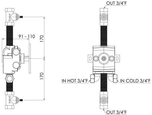 rvb Смеситель для душа на 3 отверстия 1935 wood 1936.11.94-cc - Вид №1
