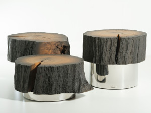 Низкий табурет из ископаемого дуба