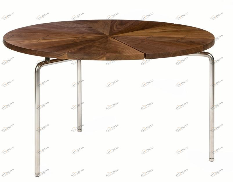 BassamFellows Круглый журнальный столик из нержавеющей стали и дерева Circular Cb-36 / cb-361