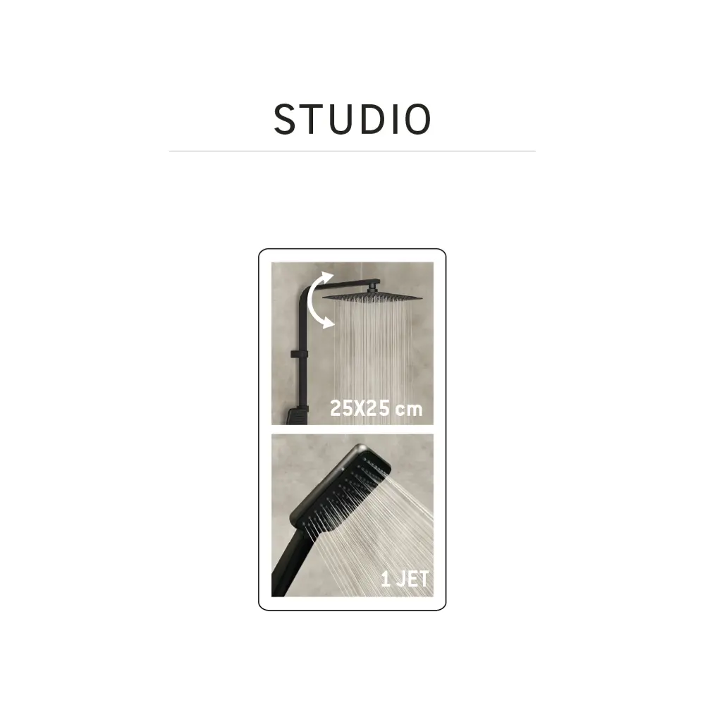 Душевая стойка Sensea Studio с верхним душем цвет черный 89198965 STLM-2199407  - Вид №4