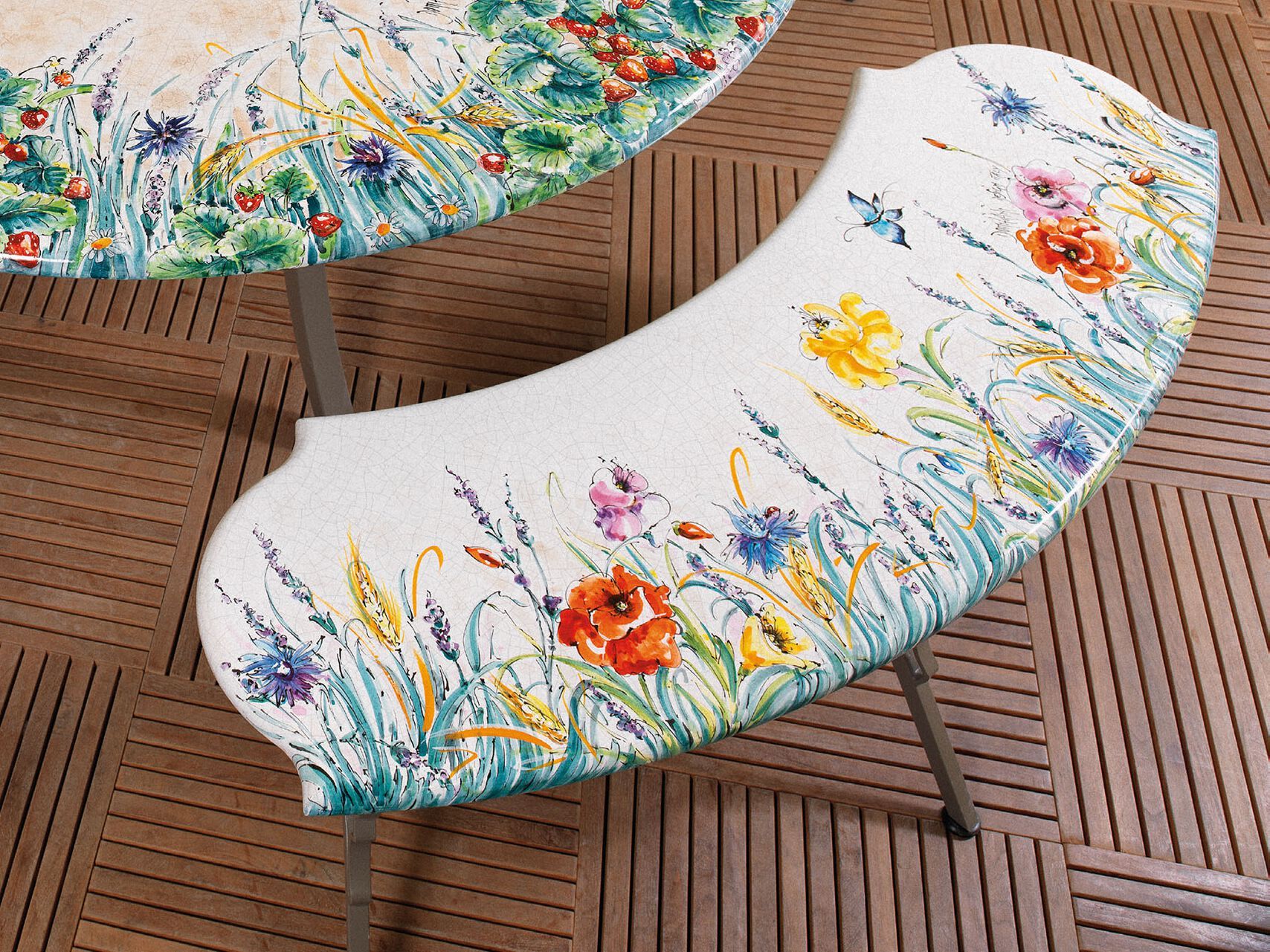 Скамья из фаянсовой лавы и нержавеющей стали DOMIZIANI классический ARCH-00137530