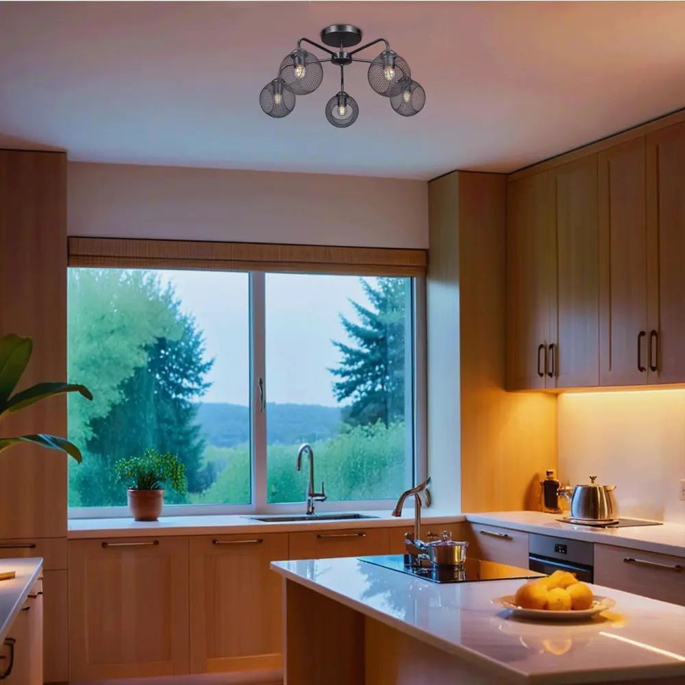 Люстра потолочная Эйр РС21386 5 ламп 15 м² цвет черный РОССВЕТ STLM-2178459 - Вид №10