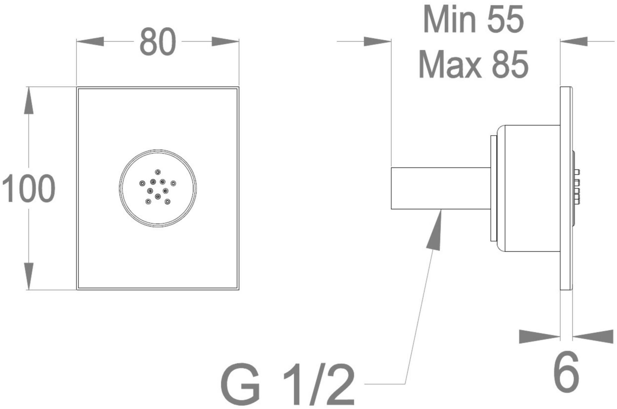 Fir Italia Встроенный боковой душ с фиксированной струей Shower complements 1470311 - Вид №1