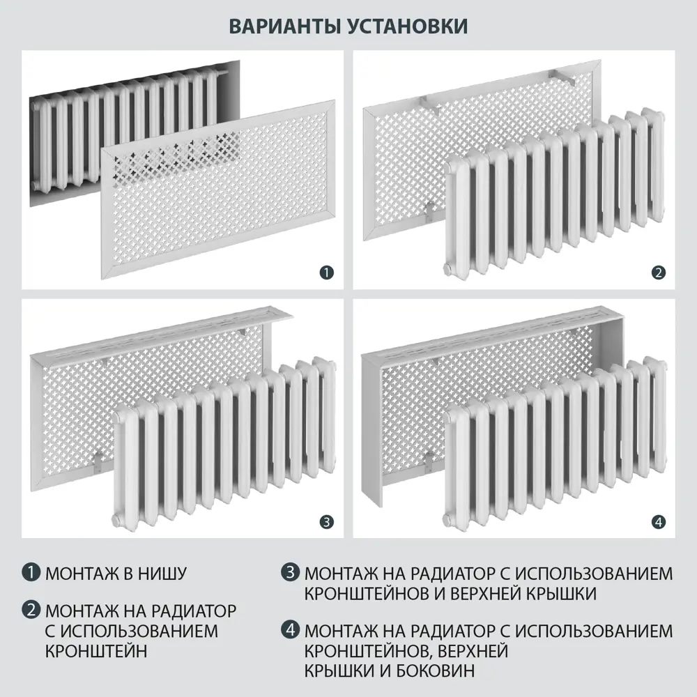 Экран радиатора 120x60 см МДФ цвет белый Santreyd STLM-2184837 - Вид №6
