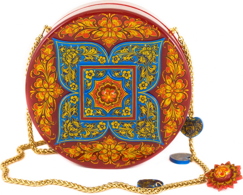 10660458 Хохломская Роспись Сумка круглая "Барабан" Хохломская Роспись, дерево Дерево 