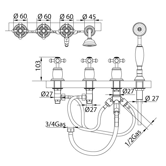 616940KO06SC Смеситель Bandini Antica Santreyd - Вид №2
