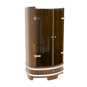 2219 Душевая кабина со стеклянными дверцами мореная Рустик Alyarus