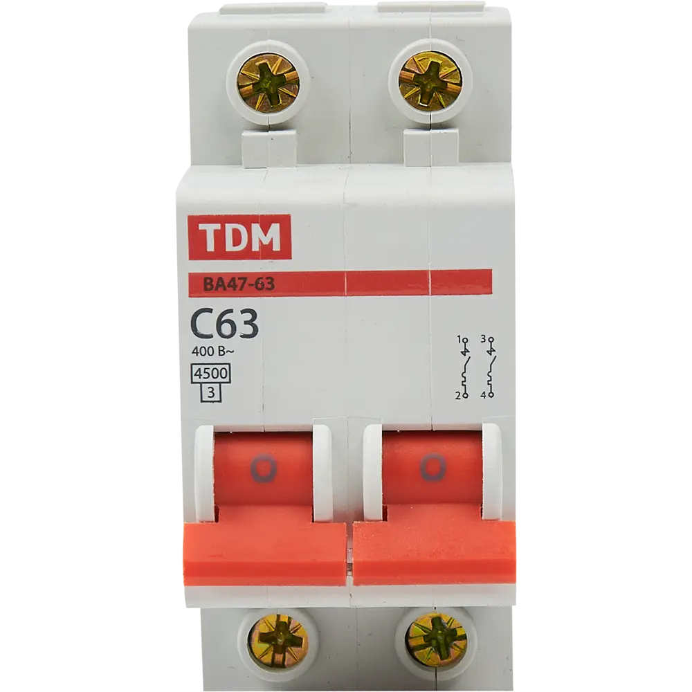 Автоматический выключатель TDM Electric ВА47-63 2P 63А для защиты электросети 84399496 STLM-0049269 - Вид №1