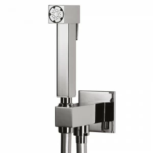 Graffio Подключение воды с квадратной опорой, квадратный латунный кнопочный гигиенический душ, СЕРЕБРЯНЫЙ гибкий шланг 120 см. SH802