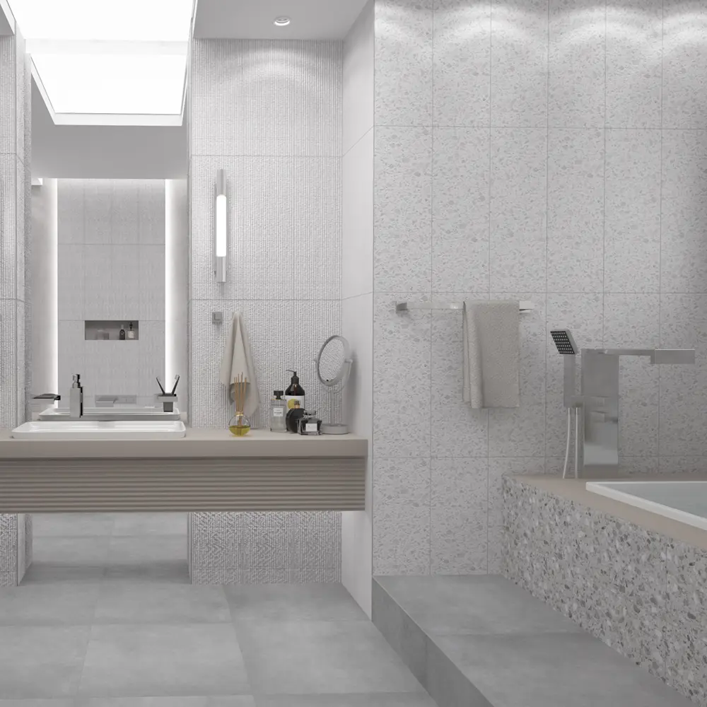 Плитка настенная Azori Terrazzo Bianco 25.1x70.9 см 1.25 м² цвет белый 85091603 STLM-2036604 Alba