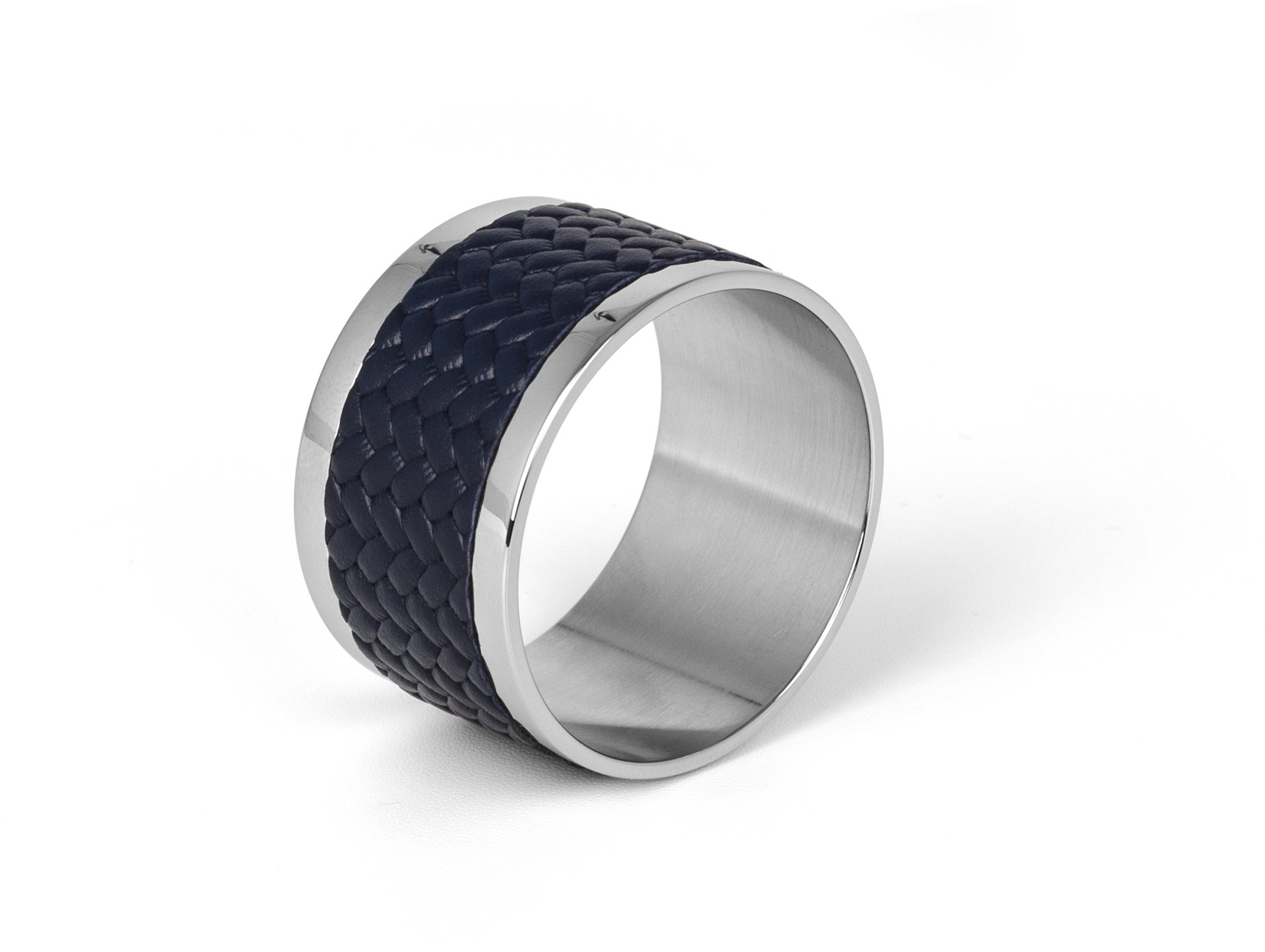 Кольцо для салфеток Saturno - 5XH3 см/металл-хром/зернистая кожа_темно-серый