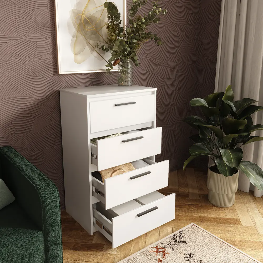 Комод ЛИОН белый с 4 ящиками - компактное хранение для спальни 89433652 Santreyd STLM-1581213 - Вид №9