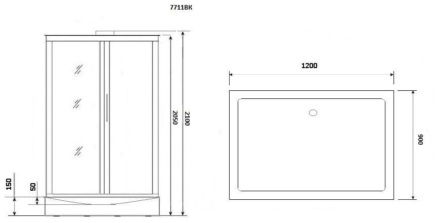 Душевая кабина NG-7711GBK (900x1200х2100) низкий поддон стенки ЗОЛОТО БЕЗ КРЫШИ 5 мест Niagara Luxe - Вид №2