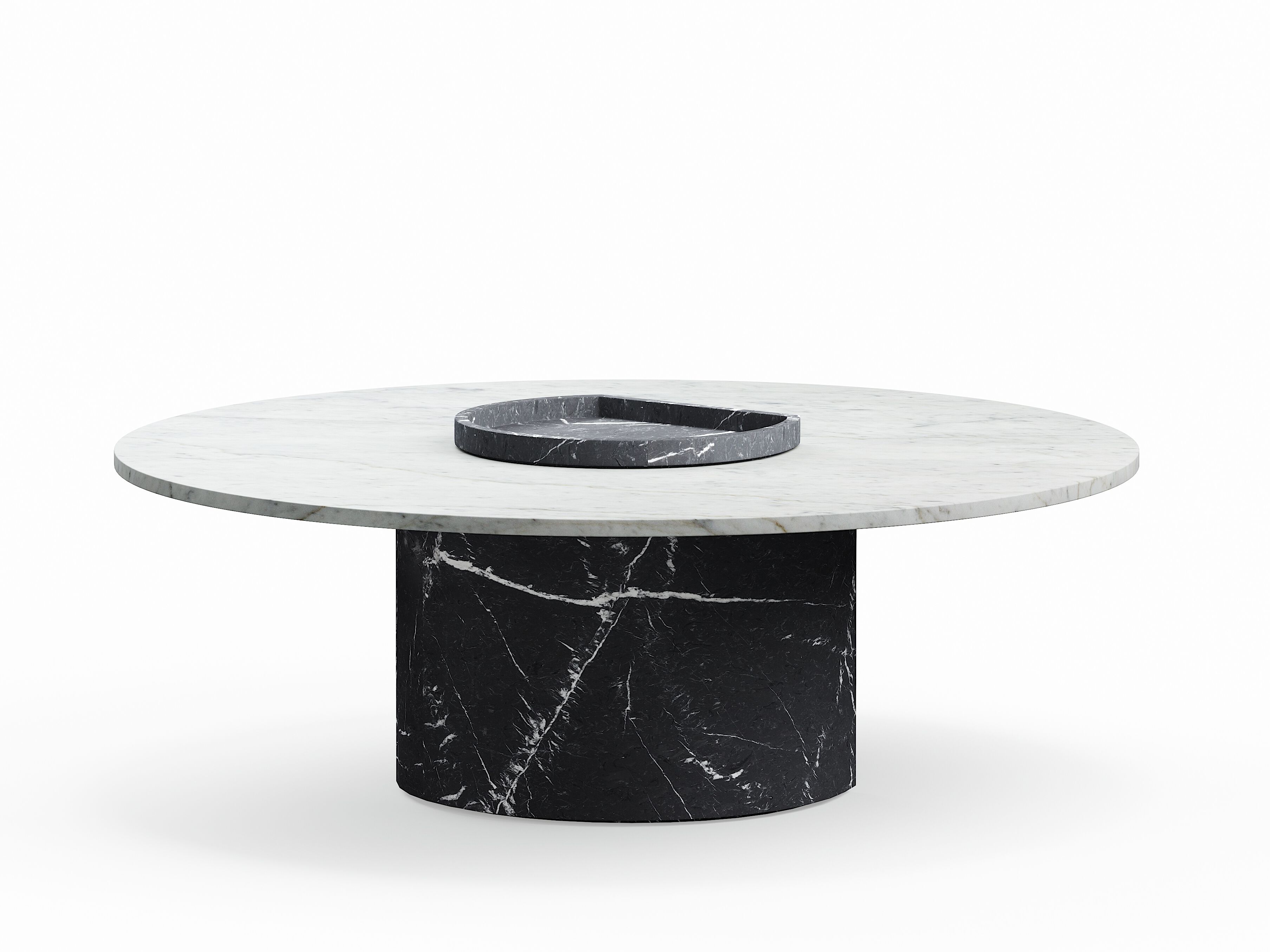 Низкий круглый журнальный столик из черного мрамора Marquina и каррарского мрамора Marmo Arredo Horizons ARCH-00056945