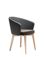 Kicca 571 Кресло с каркасом из древесины бука, 4 ножки. Сиденье и спинка мягкие. Et al. Kicca