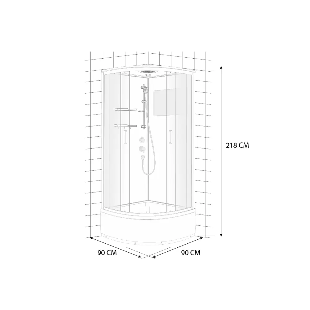 Душевая кабина Мари 1/4 высокий поддон 90x90 см Santreyd STLM-2097183 - Вид №12