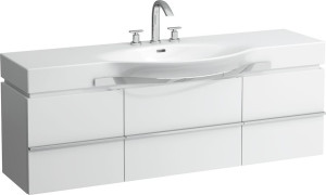 H4013510754631 Шкафчик под раковину с сифоном, экономящим пространство, для раковин 811706, 812706, 1 выдвижной ящик с 2 дверцами, 2 стеклянные полки LAUFEN PRO