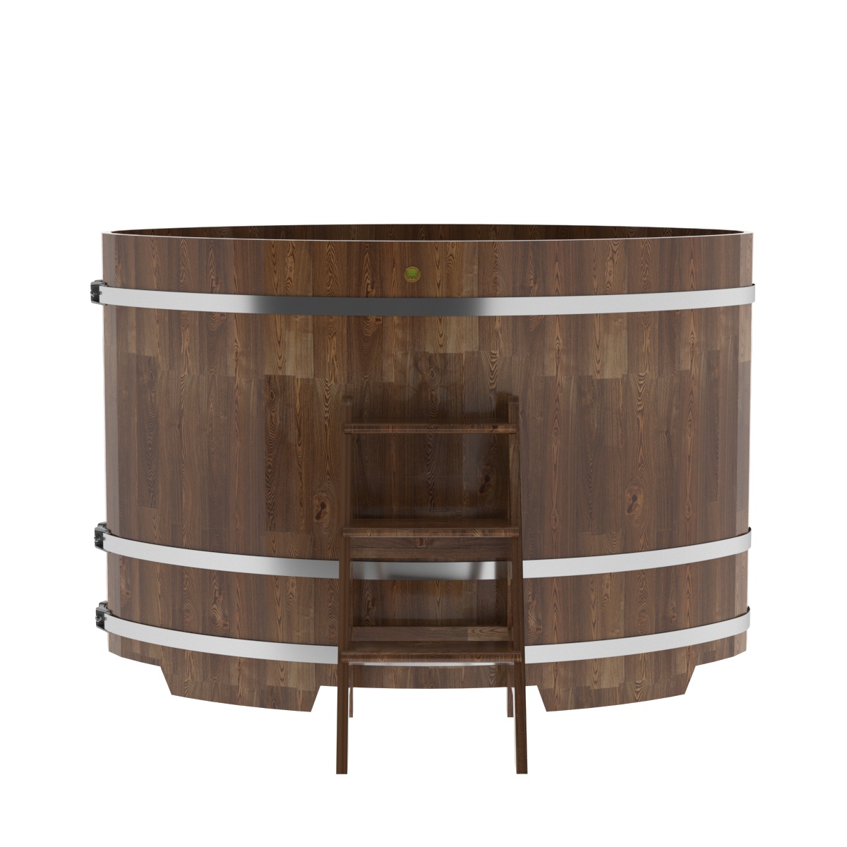 1542 Купель овальная из сращенных ламелей лиственницы 1,08х1,75х1,2 морёная Alyarus  - Вид №3