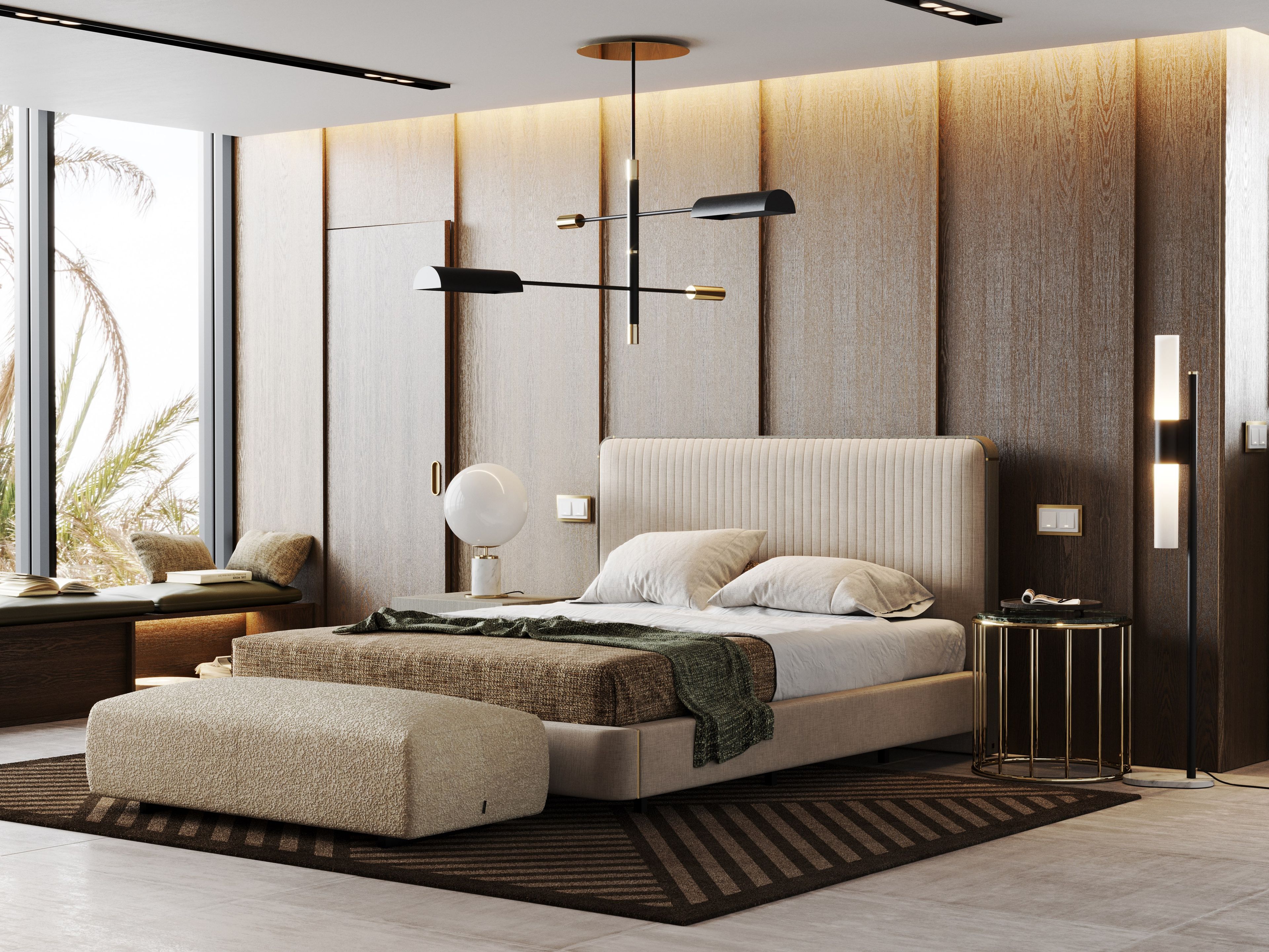 Мягкая скамейка из ткани Laskasas BENNER ARCH-00023128 - Вид №4