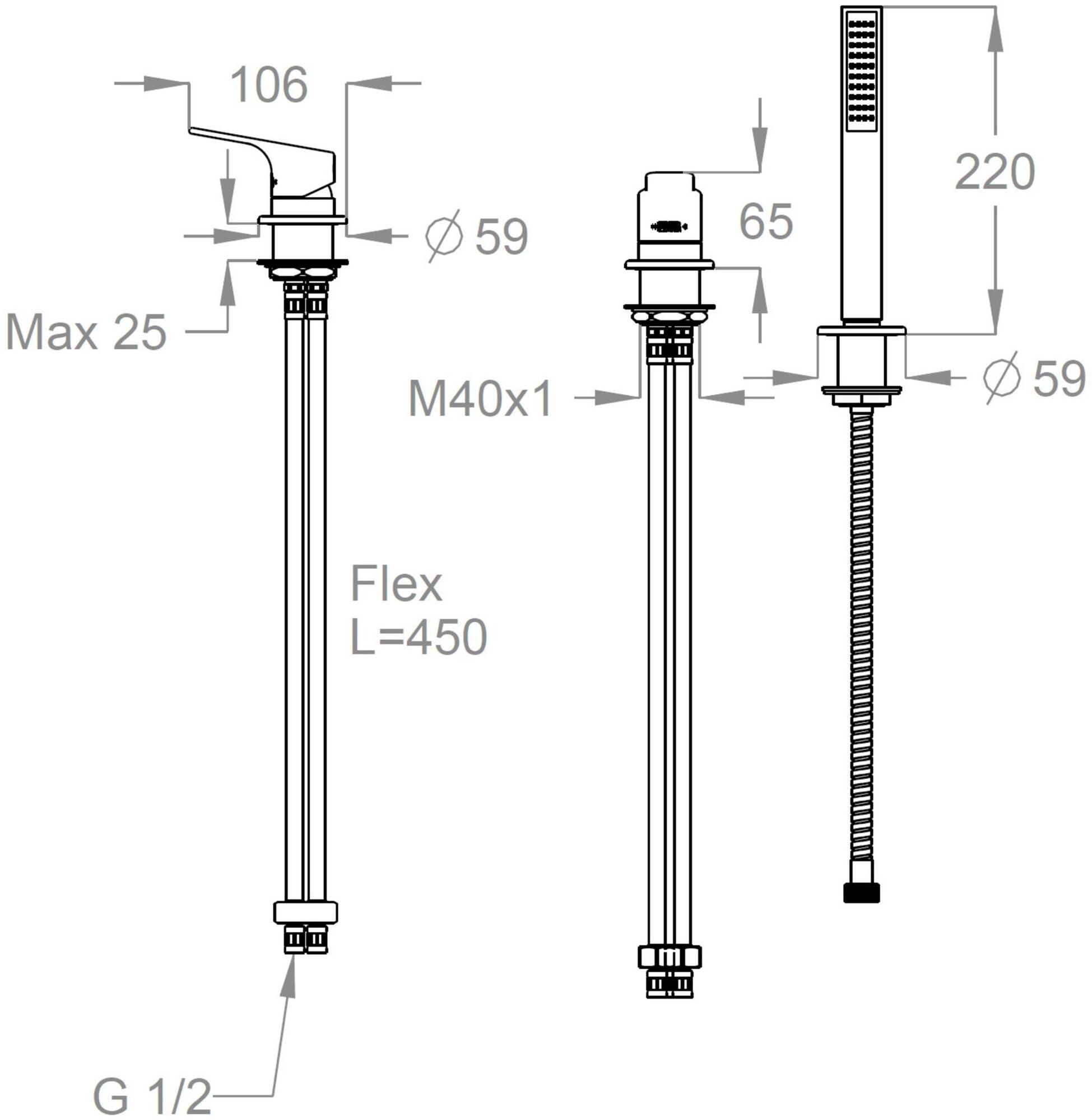 Fir Italia Комплект для ванны из латуни с ручным душем на 3 отверстия New handy 52 5231504 - Вид №1