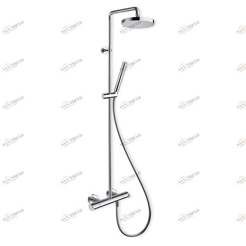 CRIDI486 Внешний термостатический смеситель для душа с поворотной стойкой, регулируемым верхним душем с защитой от накипи, ручным душем с защитой от накипи со скользящей штангой и гибким шлангом LONG LIFE Cristina Rubinetterie 