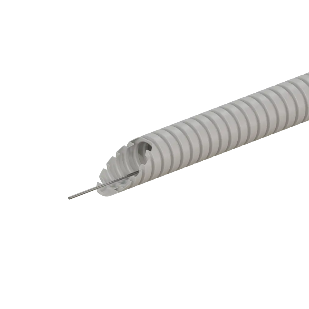 Труба гофрированная Экопласт D16 мм 25 м ПВХ легкая с протяжкой цвет серый STLM-2148062