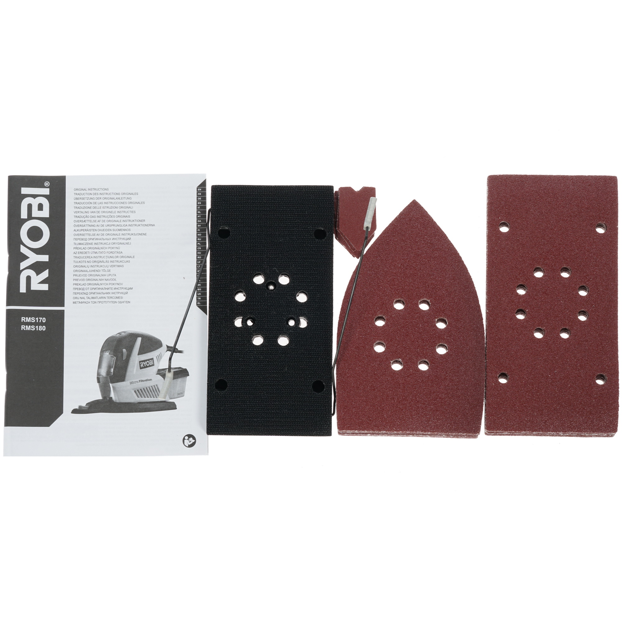 Виброшлифовальная машина Ryobi RMS180-SA30  + набор шлифлистов RMS180-SA30 8146564 STDN-0024486 - Вид №6