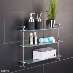 GR600-3-B Полка для ванной комнаты с 3 стеклянными полками PHOS
