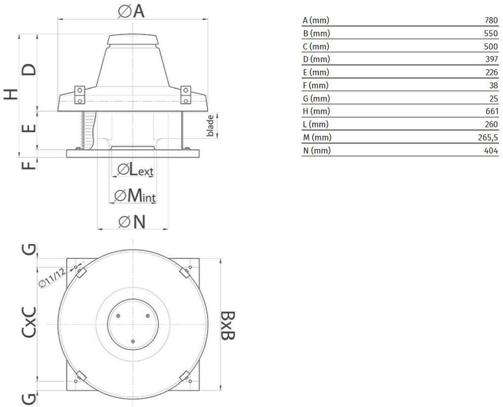 Vortice Центробежный крышный вентилятор для удаления горячего дыма Torrette tr-ed 15047 - Вид №1