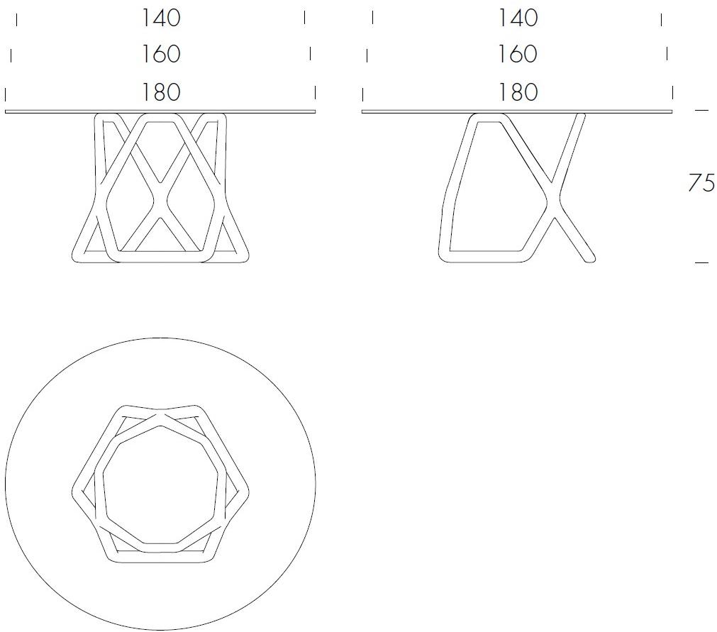 Tonin Casa Круглый стеклянный стол с основанием из массива ореха  T8097  - Вид №3