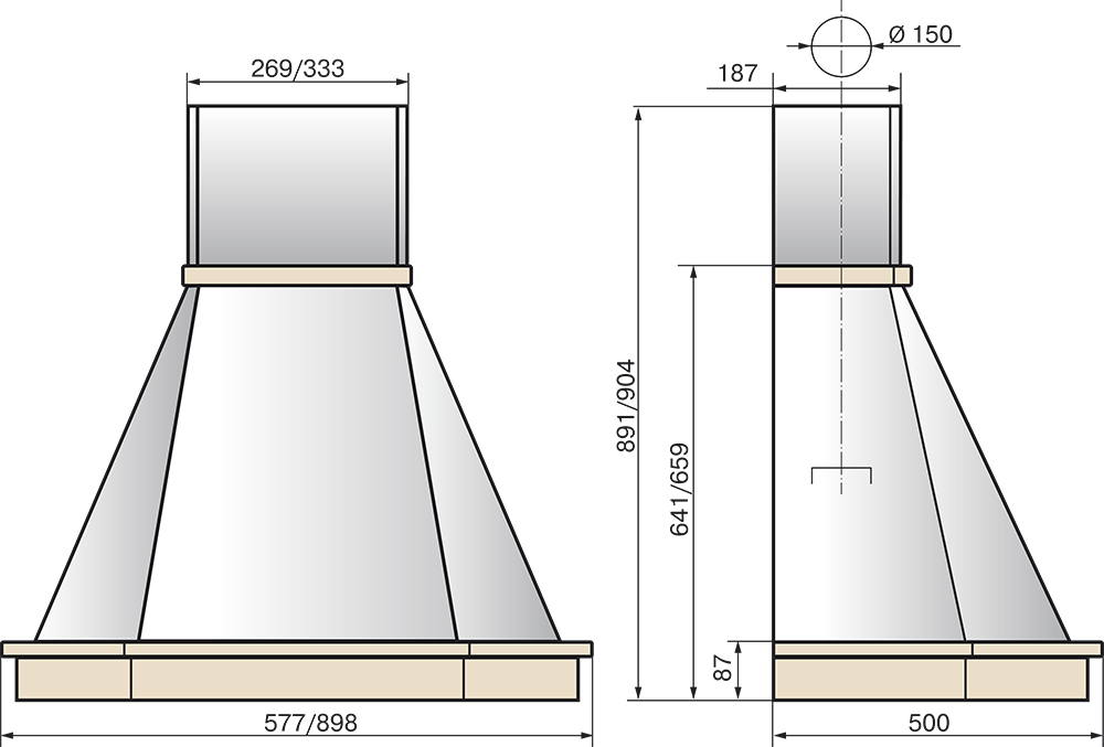 9924658 Вытяжка каминная ELIKOR Камин Грань 60П-650-П3Л бежевый STDN-0030377 - Вид №9