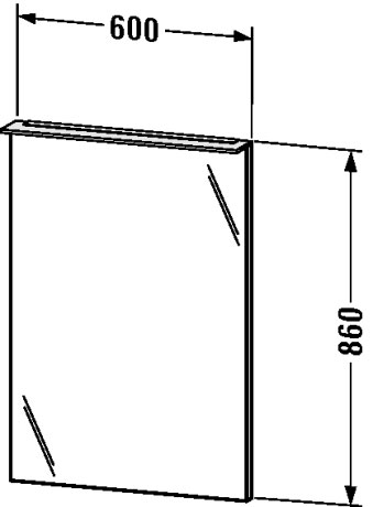 XL749204949 Зеркало с подсветкой X-Large #XL7492 600 x 36/105 мм Графит матовый, декор Duravit - Вид №1