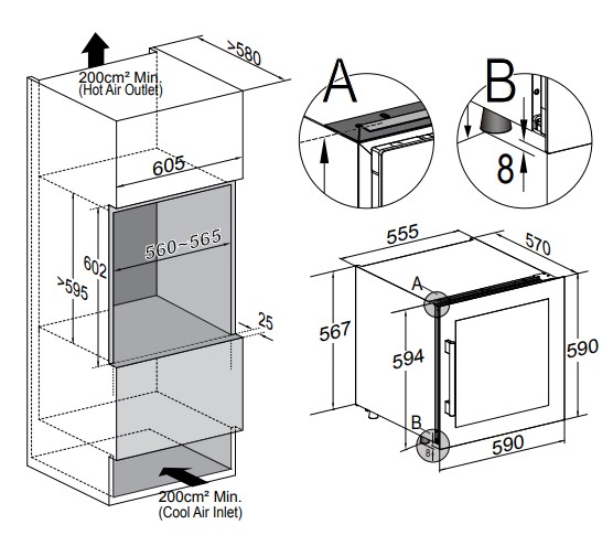 5366870 Винный шкаф Temptech OZ60SB черный STDN-0049190 - Вид №6