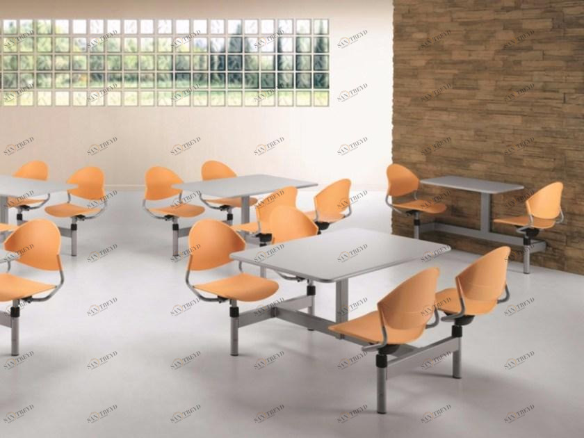 TALIN Прямоугольный стол из полипропилена для общественных мест со встроенными стульями Delfi sun-id-1411569