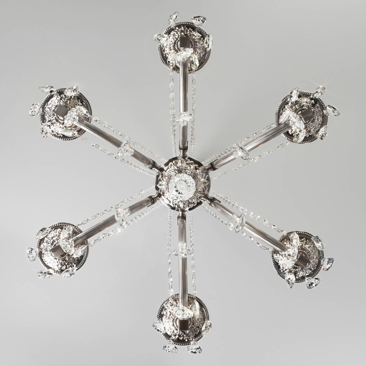 Люстра подвесная серебристая Bogates Liguria 314/6 Strotskis BOGATES ДИЗАЙНЕРСКИЕ, СВЕЧИ 00-3888437 Серебро  - Вид №1