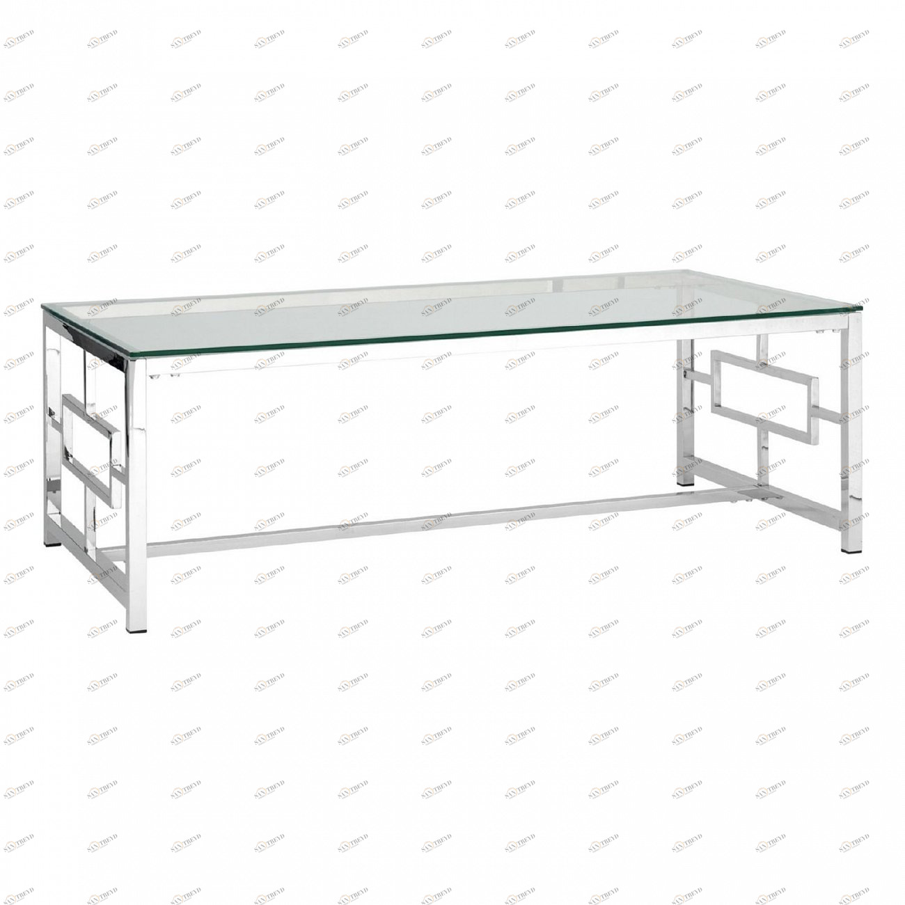 Журнальный столик стеклянный прозрачный с основанием серебро 120х60 см "Бруклин" STOOL GROUP  00-3881910 Серебро 