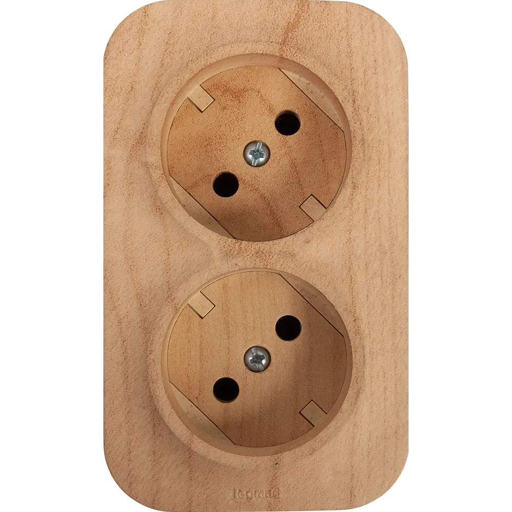 Розетка двойная накладная Legrand без заземления цвет дерево Quteo STLM-2120126