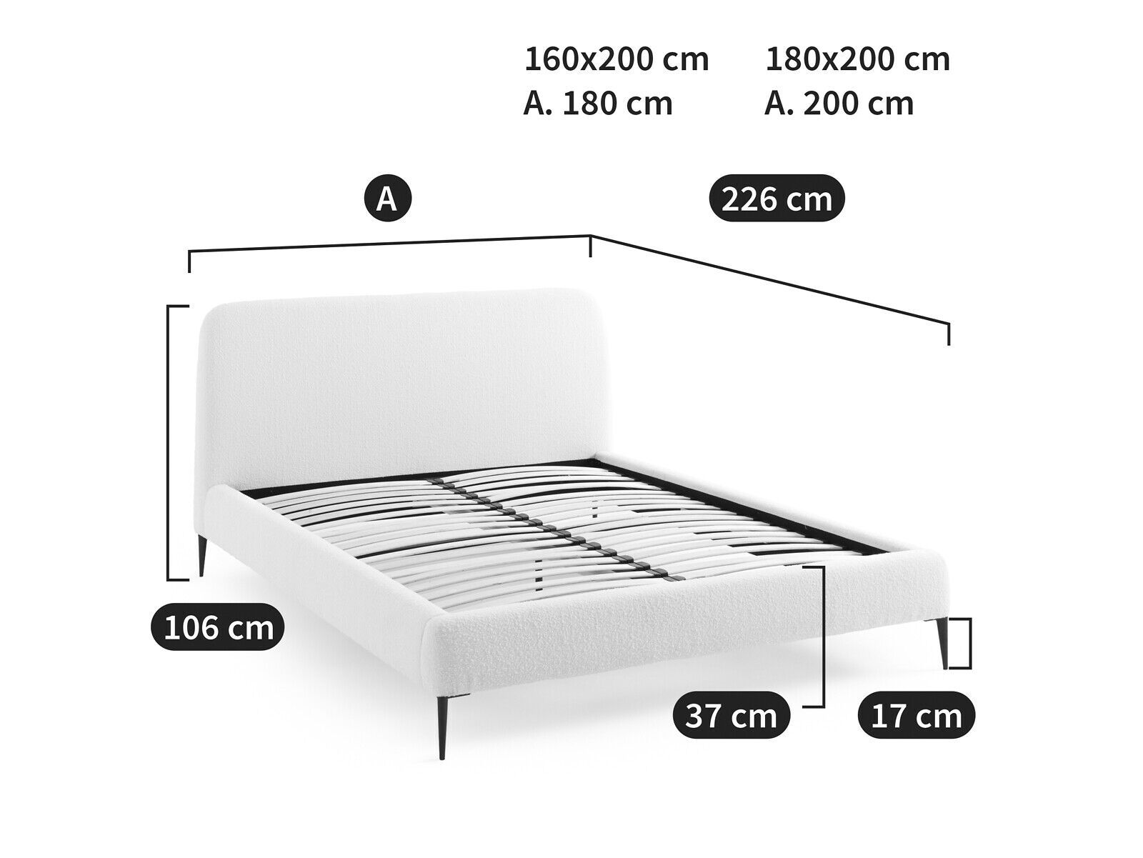 Двуспальная мягкая кровать из ткани AMPM OSCAR ARCH-00028396 - Вид №5