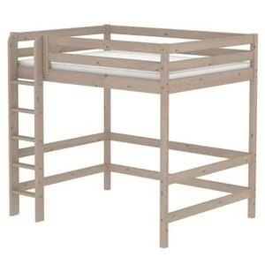 Кровать Flexa Classic высокая односпальная двухъярусная с прямой лестницей, коричневая, 200 см