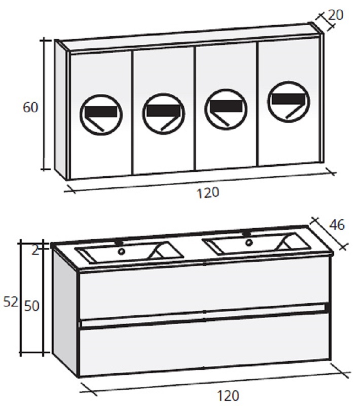 FPO120DP4S37 Комплект мебели Riho Porto Santreyd - Вид №1