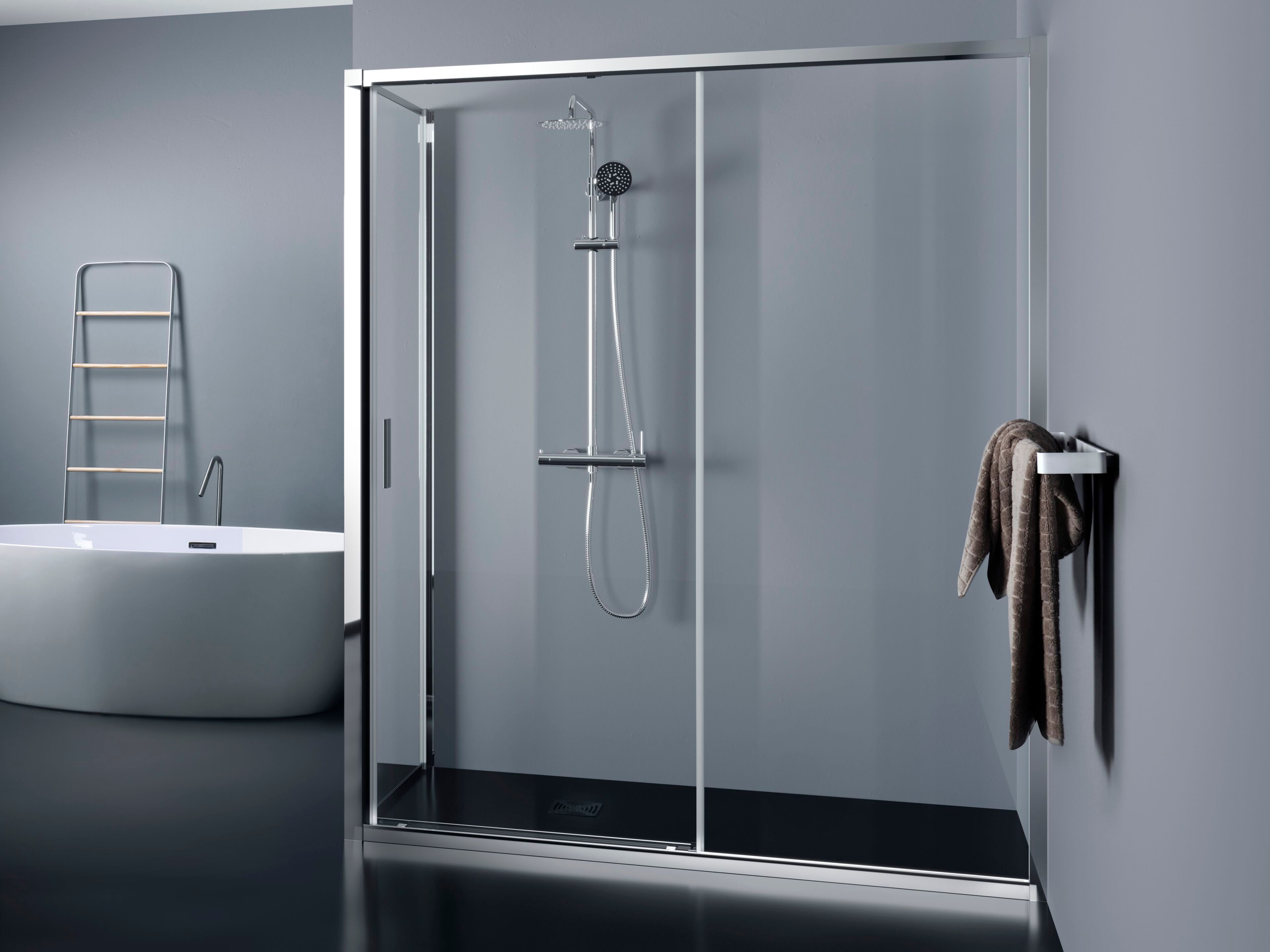 Алюминиевая и стеклянная угловая душевая кабина TAMANACO EASYPSC50 ARCH-00021823