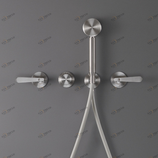 Настенный термостатический набор смеситель для душа ванной / душем с двойной ручкой и круглым ручным душем диаметр 70 мм  LTZ31 CEADESIGN 