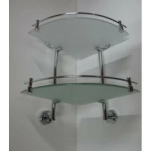 Полка стекло угловая с ограничителем 2-этажная Rainbowl Long 2243-2