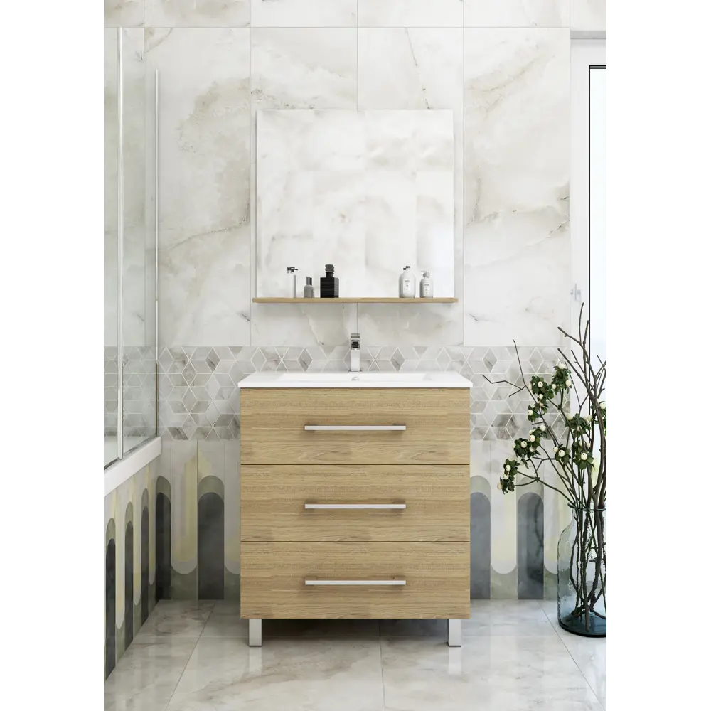 Тумба под раковину напольная Sanflor «Мадрид» 75x84 см цвет вяз STLM-2136381 - Вид №4