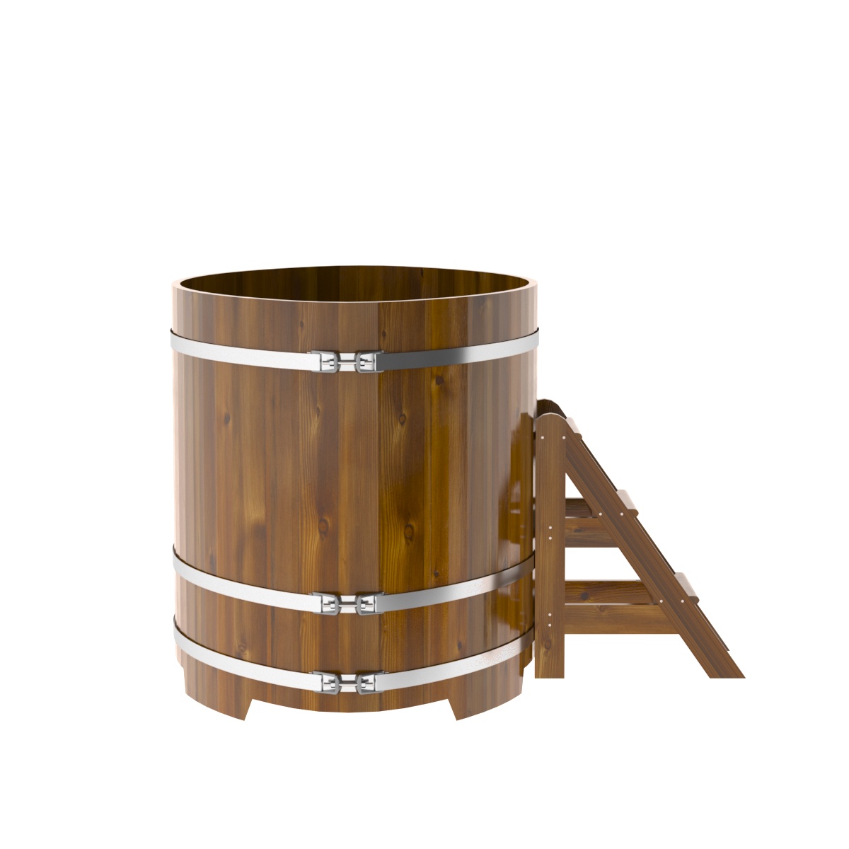 2299 Купель овальная из лиственницы Рустик 1,15х1,83х1,2 морёная Alyarus  - Вид №3