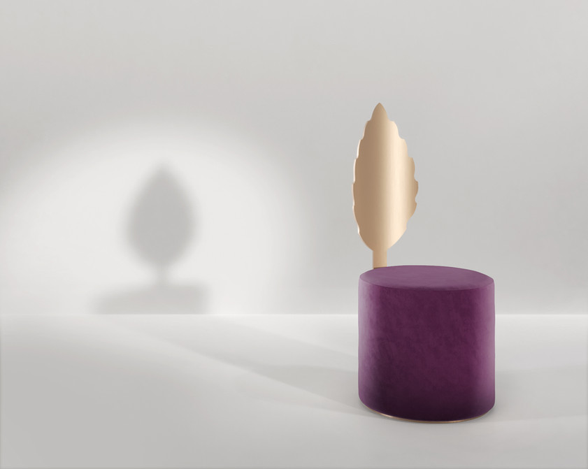 Secolo Holly Мягкий пуф со спинкой Падуб из сатинированной стали 